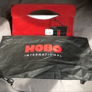 Red Leather Hobo Clutch